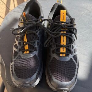 Hi-Tec Black Athletic Trail Shoes with Yellow Pull Tabs